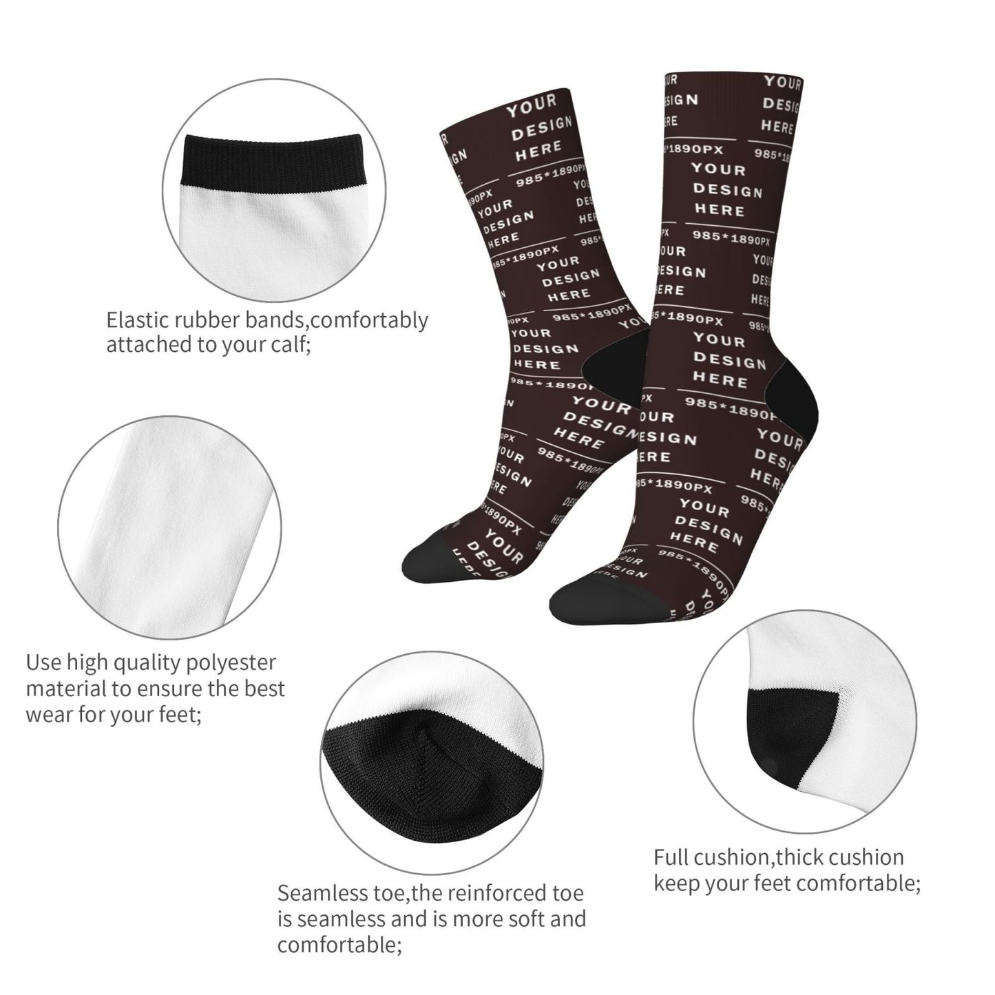 Custom Printed Adult Mid-calf Socks