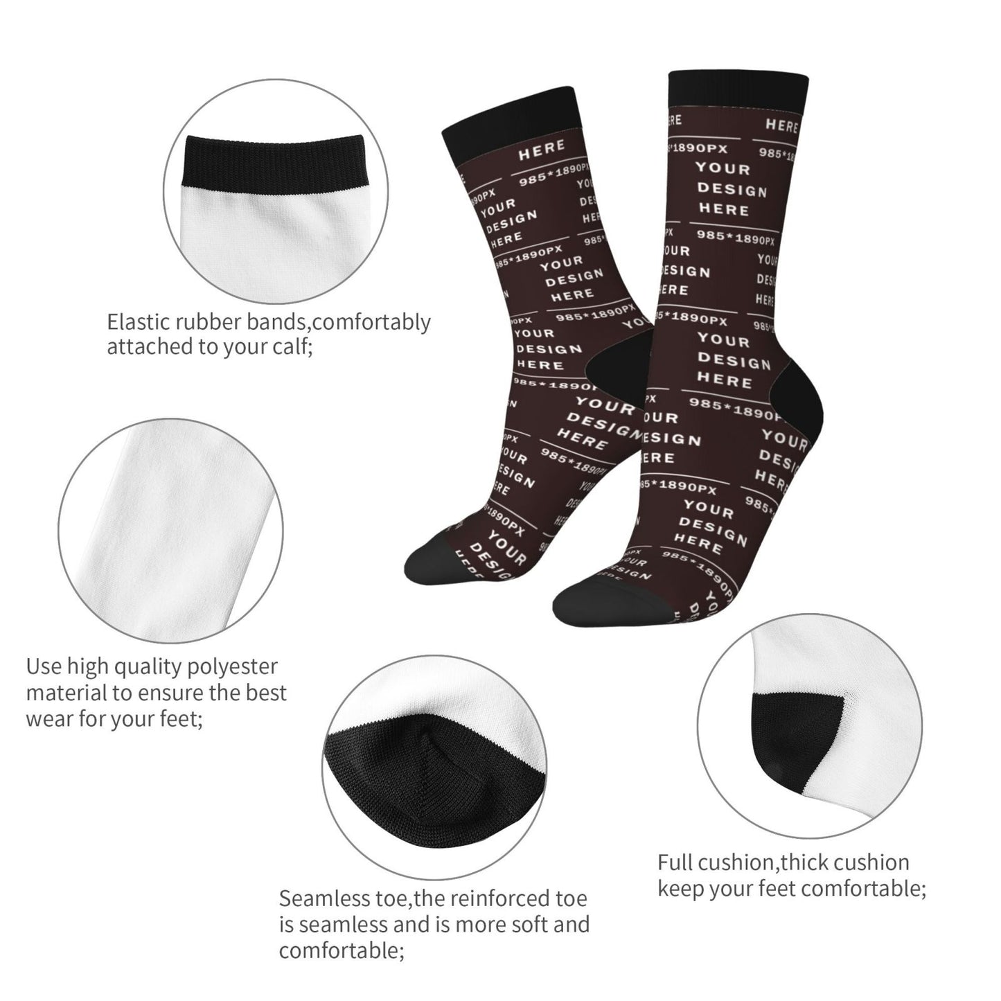 Custom Printed Adult Mid-calf Socks