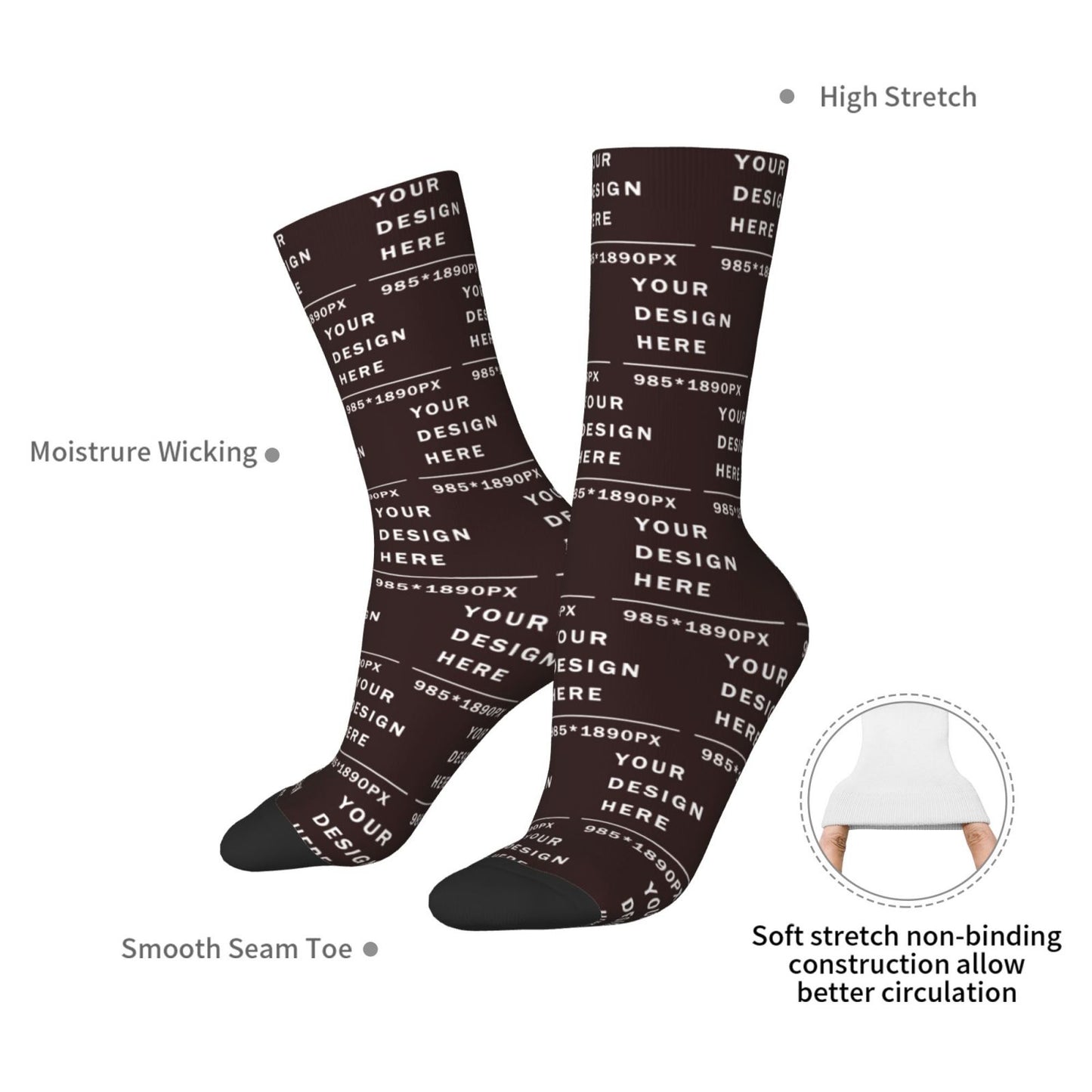 Custom Printed Adult Mid-calf Socks