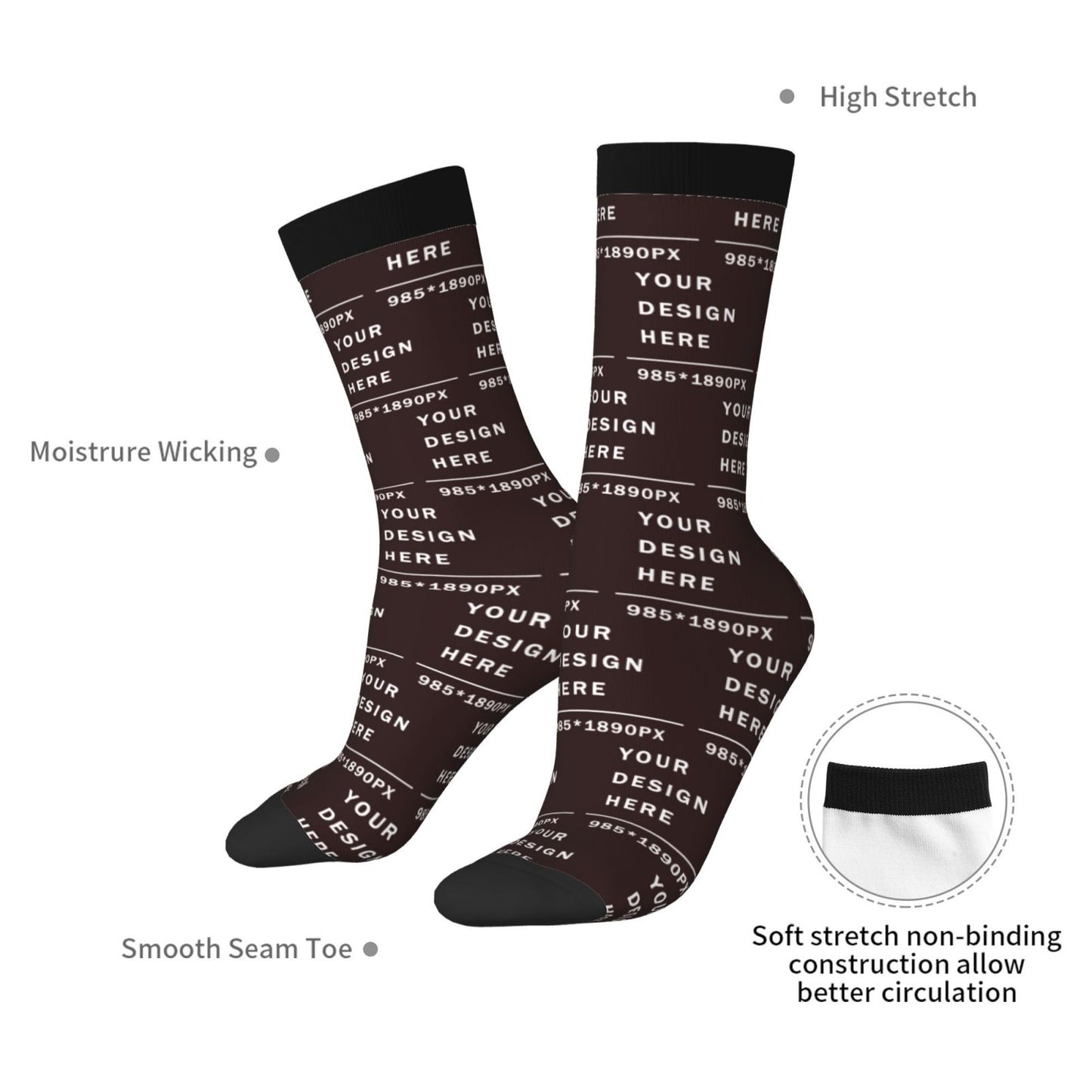 Custom Printed Adult Mid-calf Socks