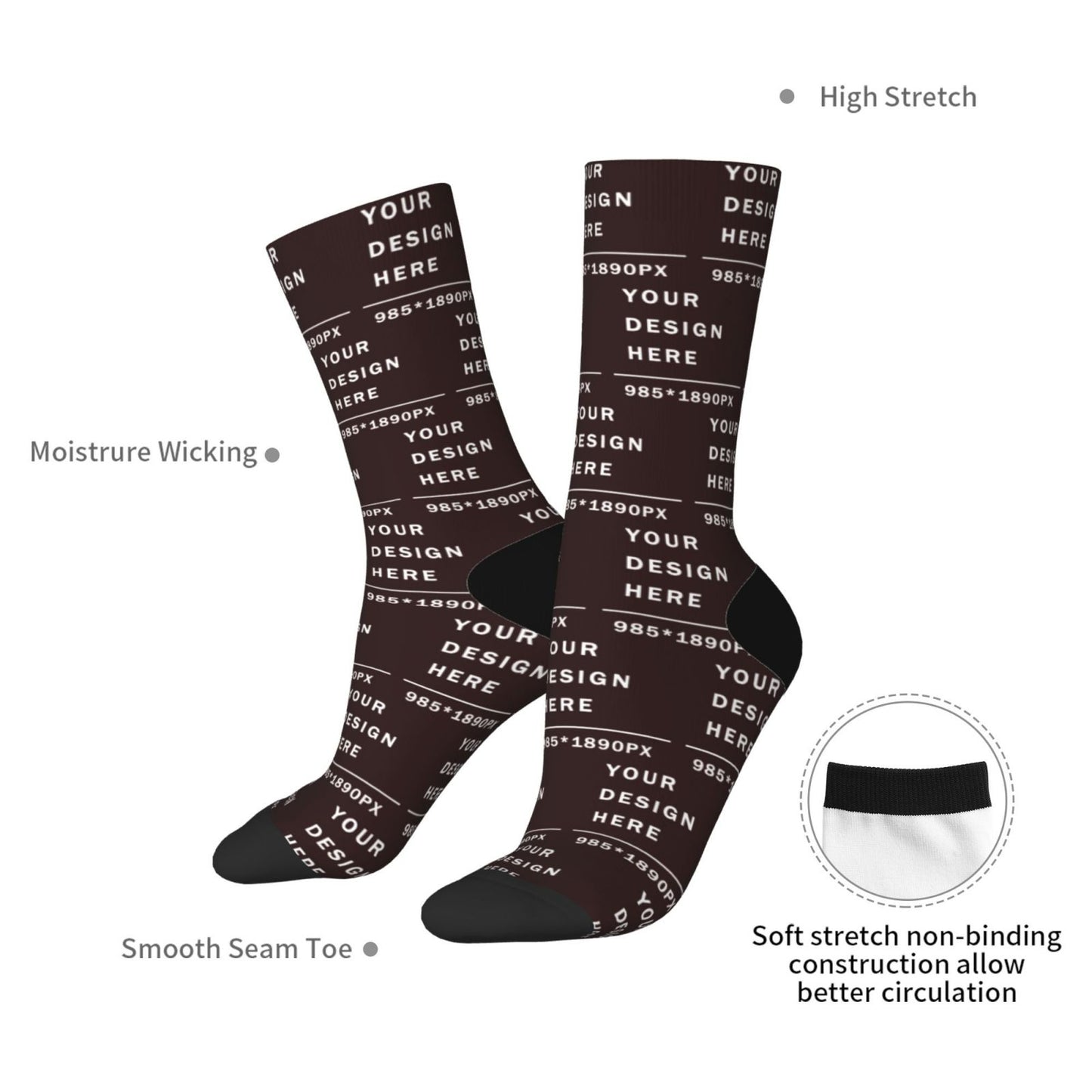 Custom Printed Adult Mid-calf Socks