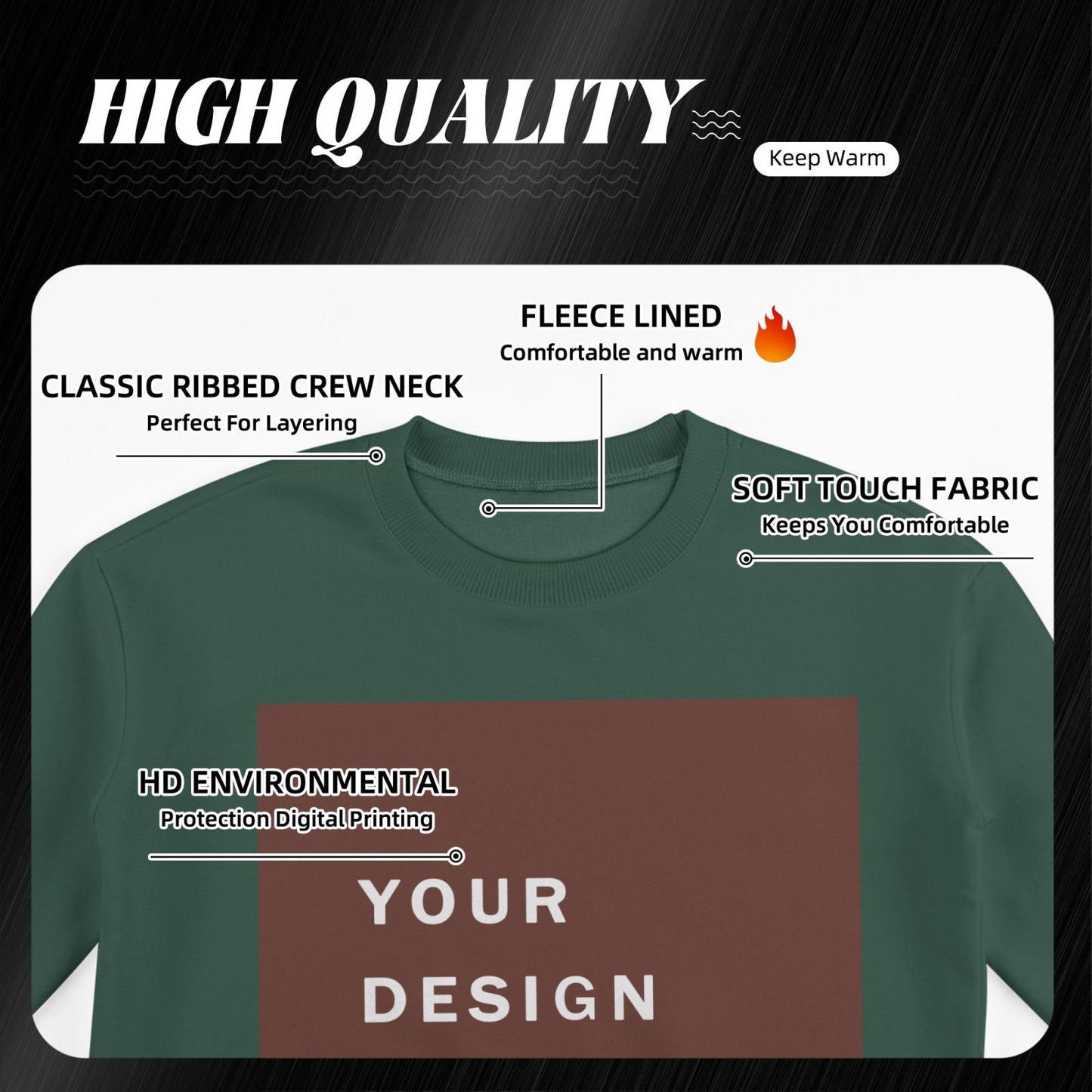 Custom Men's winter fleece Crew-neck Hoodie