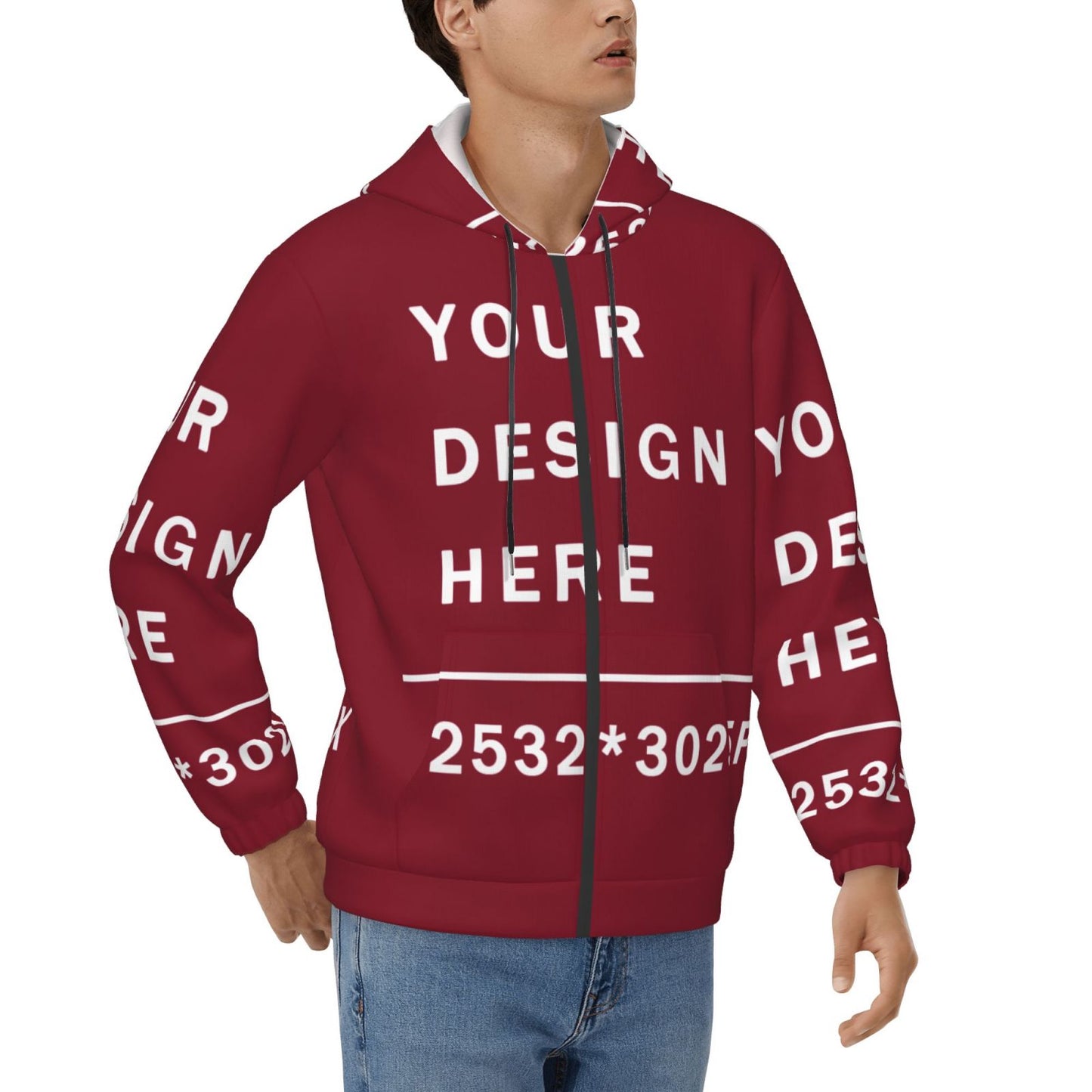 Custom Men's zip-up cardigan hoodie(Full printed)