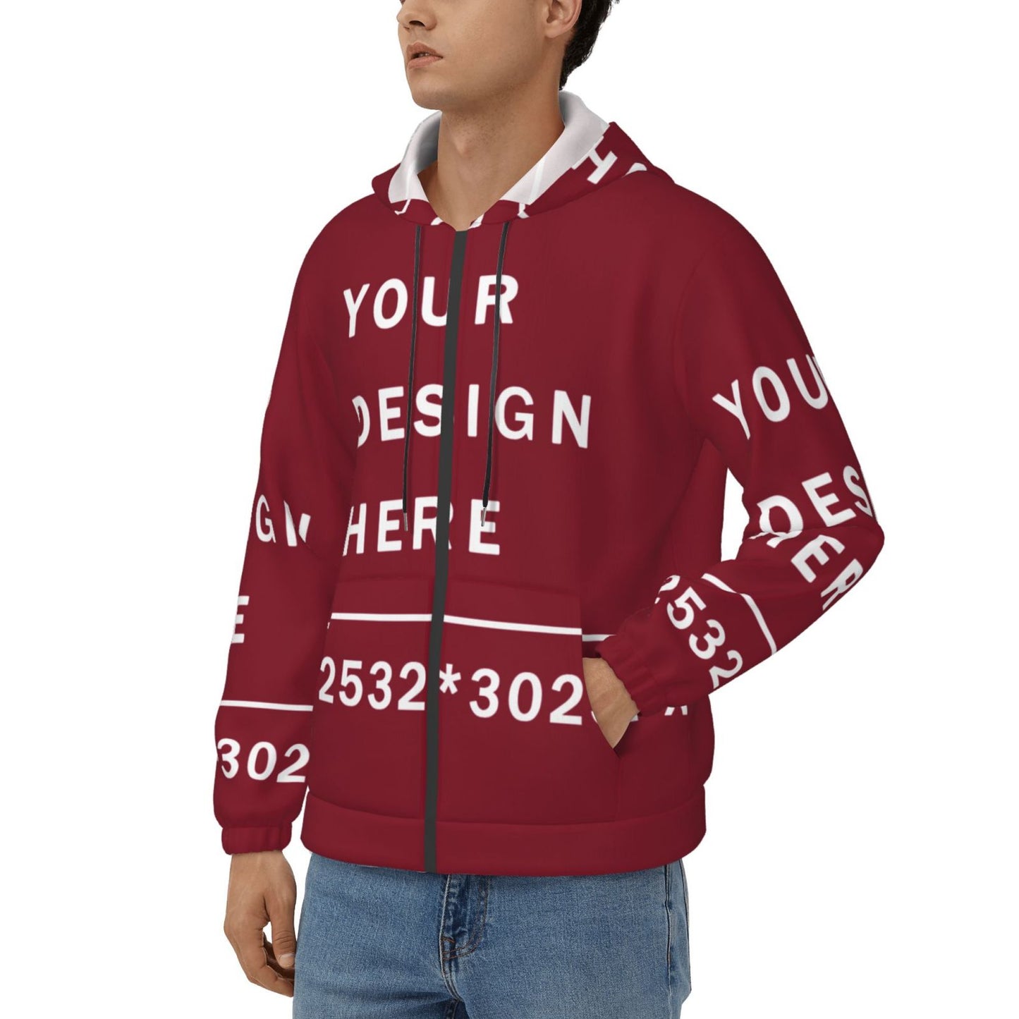 Custom Men's zip-up cardigan hoodie(Full printed)