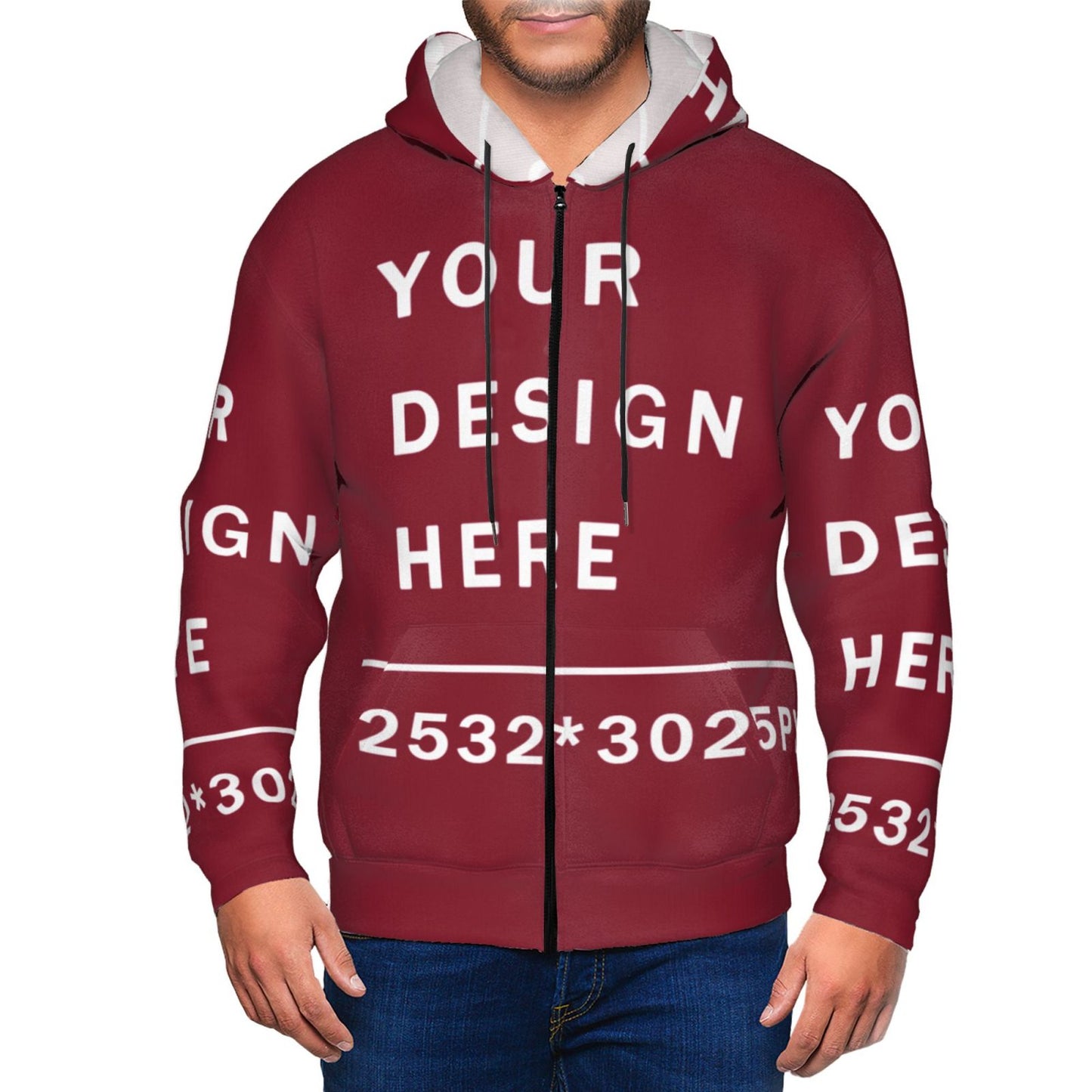 Custom Men's zip-up cardigan hoodie(Full printed)