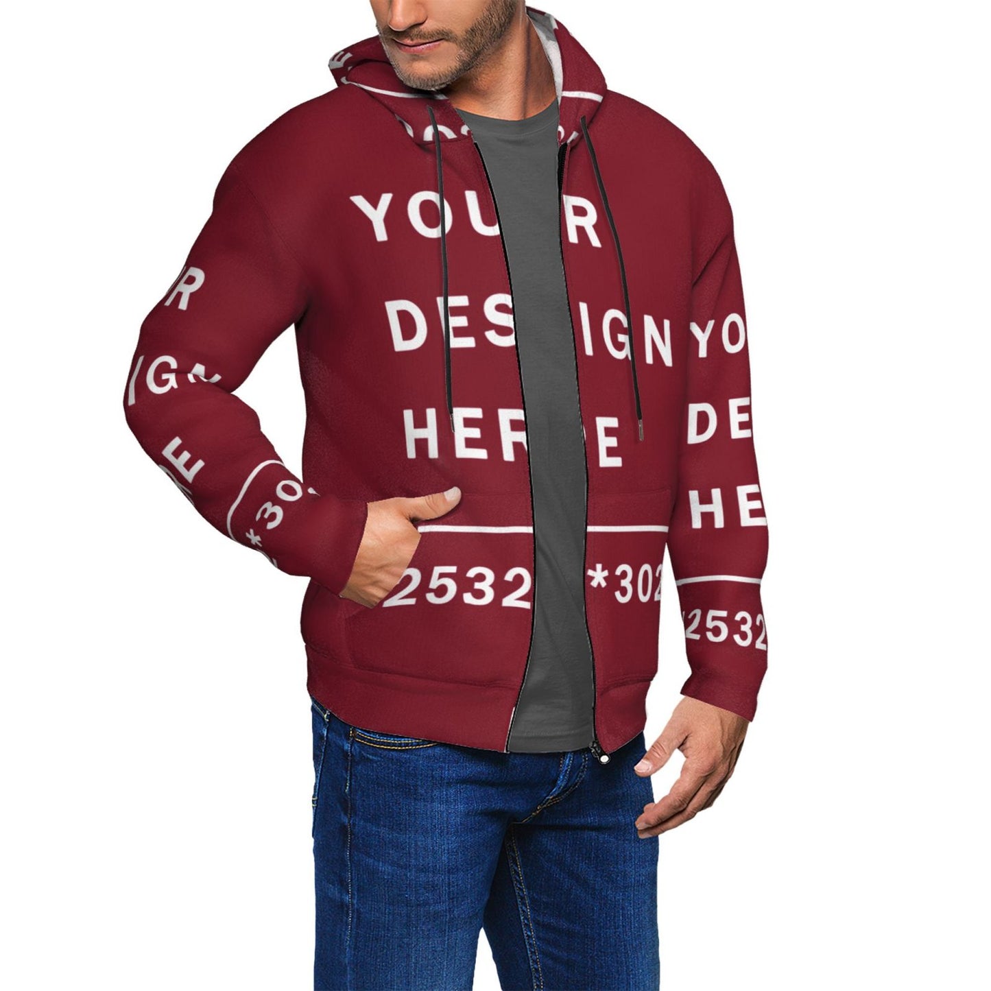 Custom Men's zip-up cardigan hoodie(Full printed)