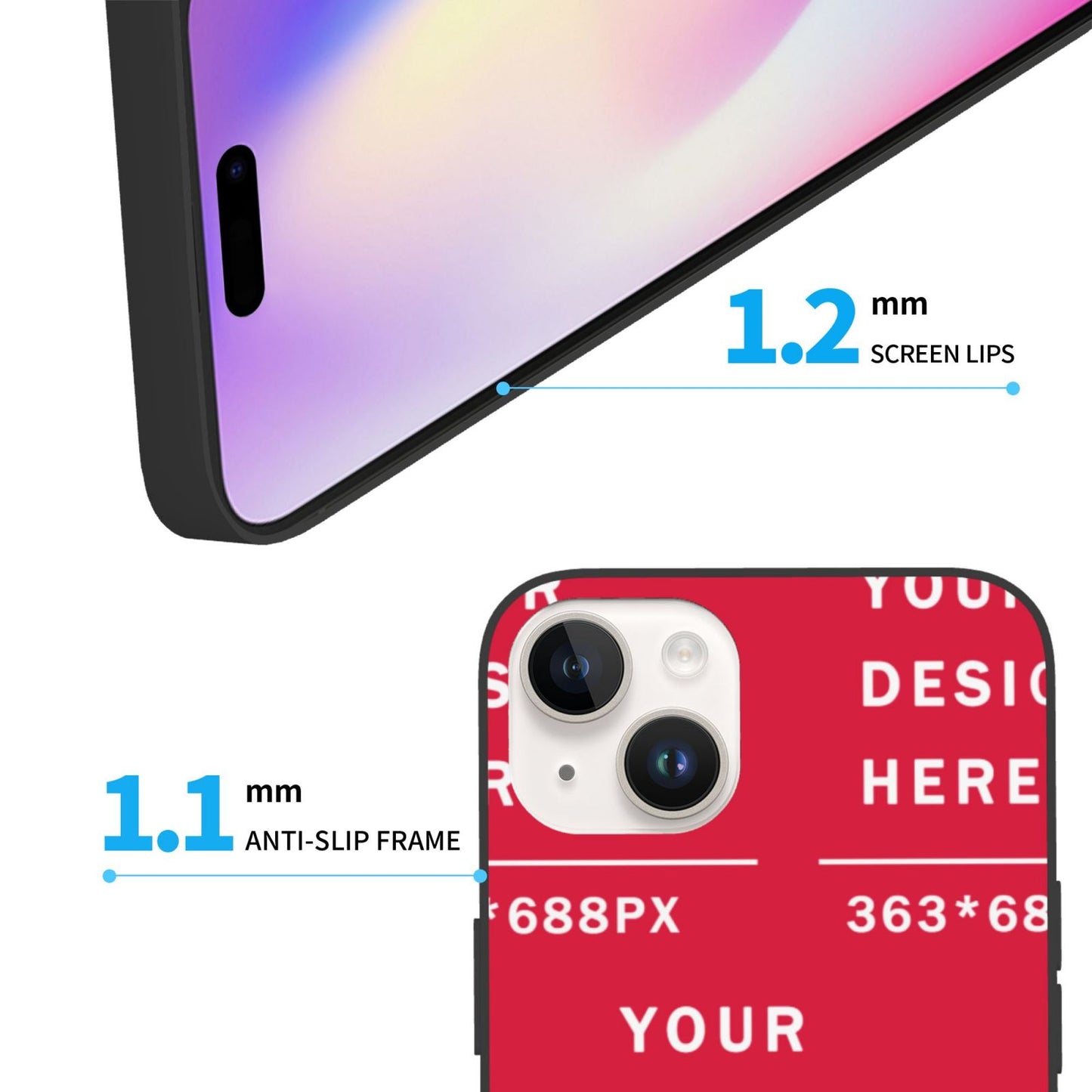 Customized iphone PC case For 14 iPhone (Two cameras)