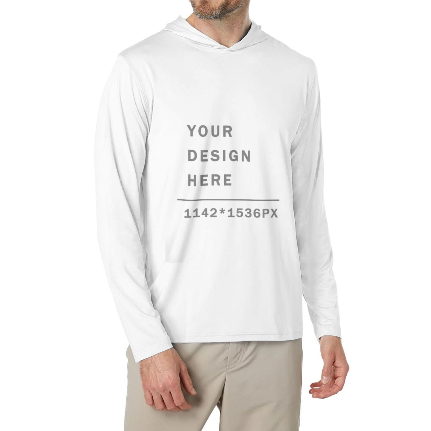 Custom Men's Hooded Long-sleeved T-shirt