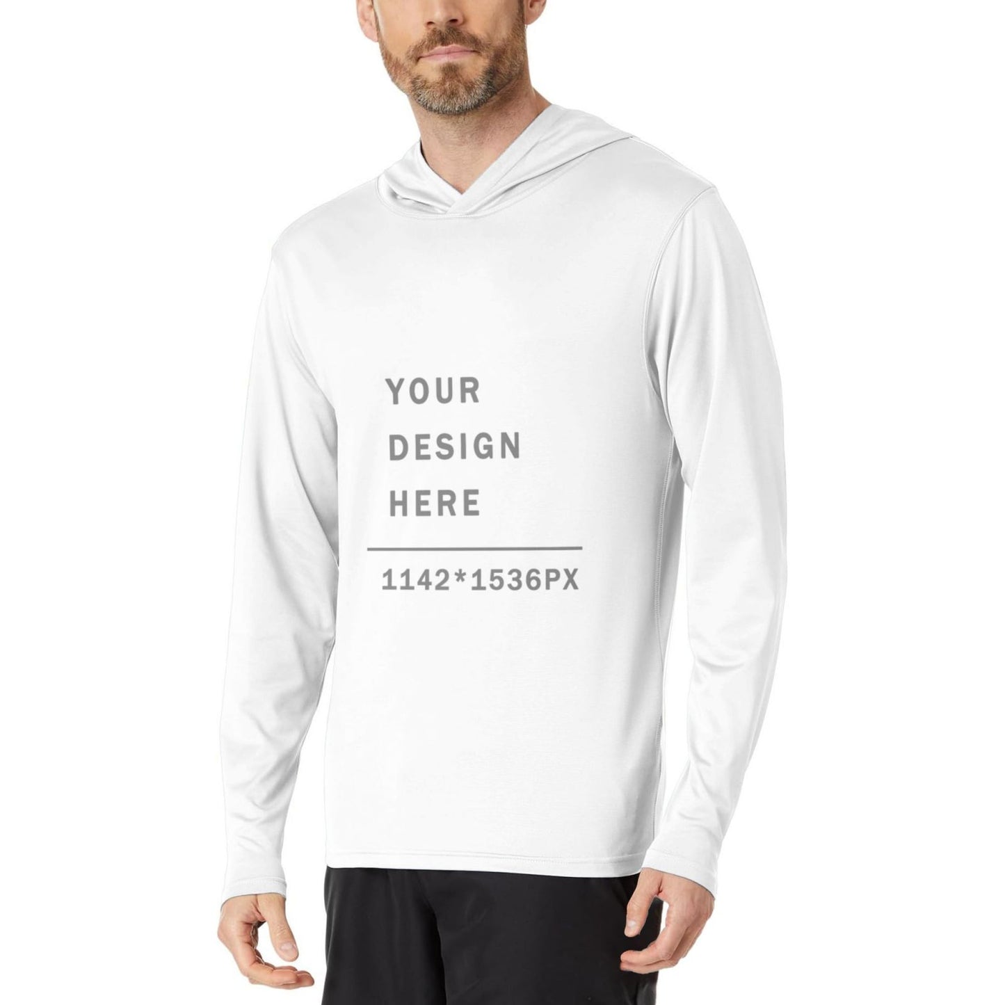 Custom Men's Hooded Long-sleeved T-shirt