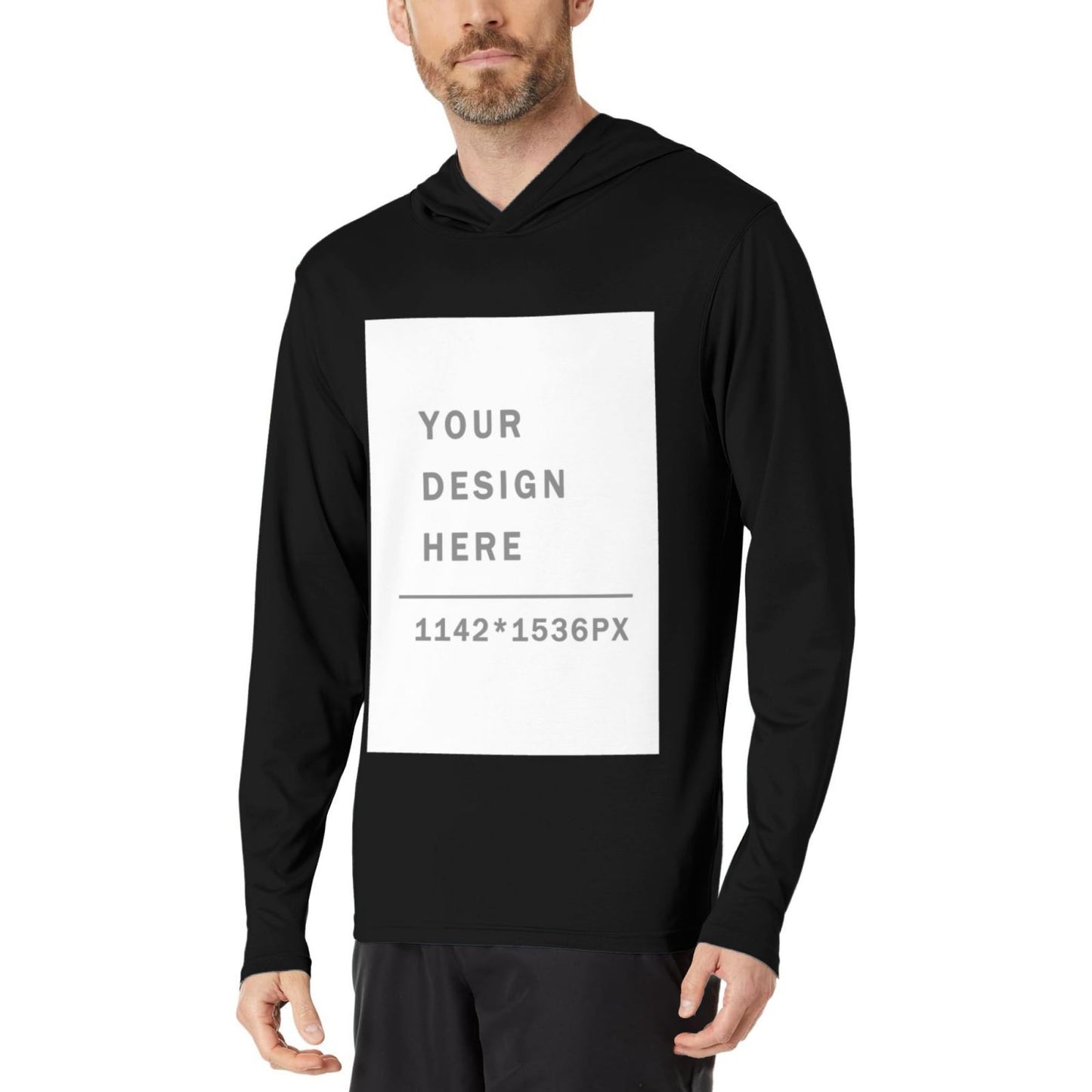 Custom Men's Hooded Long-sleeved T-shirt