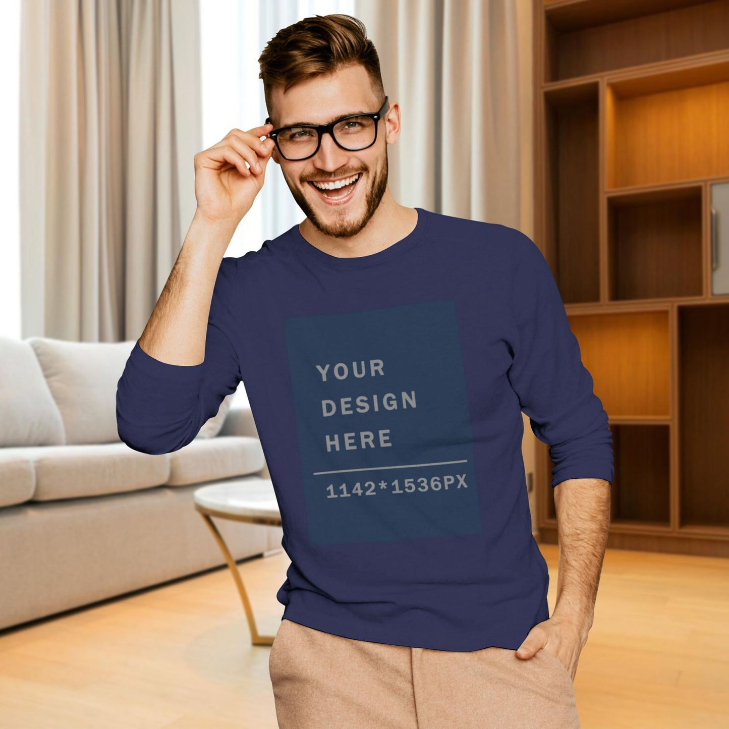 Custom Men's Crew Neck Long Sleeve T-shirt