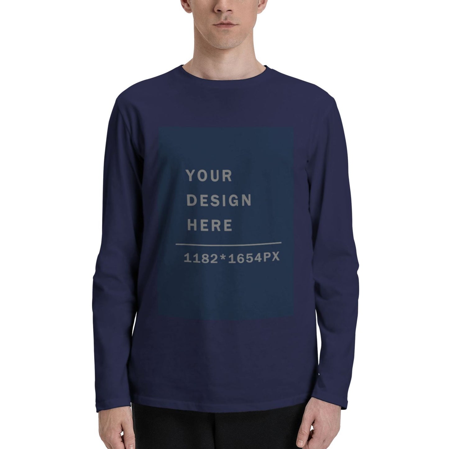 Custom  Men's Cotton Crew Neck Long-Sleeved T-Shirt (DTG)