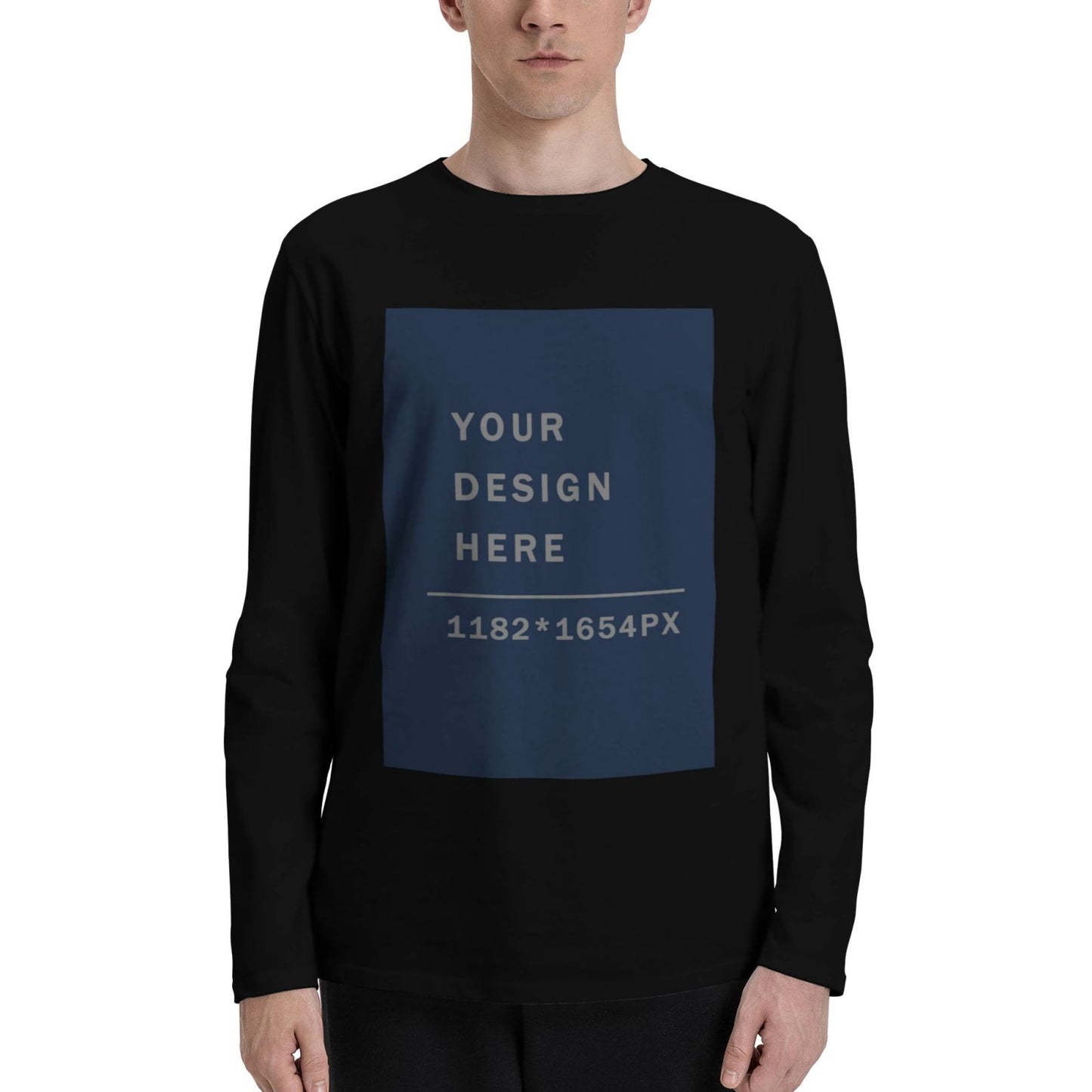 Custom  Men's Cotton Crew Neck Long-Sleeved T-Shirt (DTG)