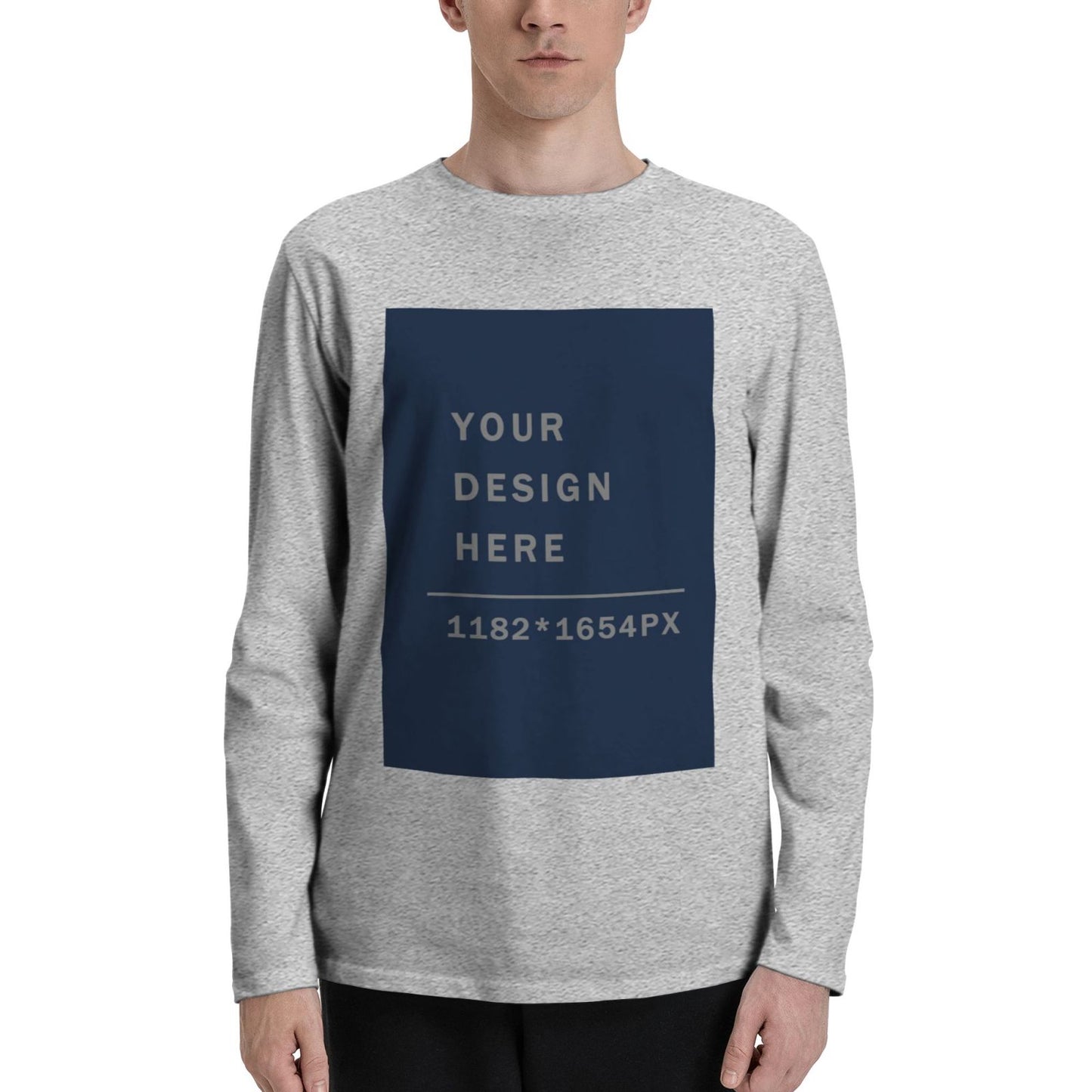 Custom  Men's Cotton Crew Neck Long-Sleeved T-Shirt (DTG)