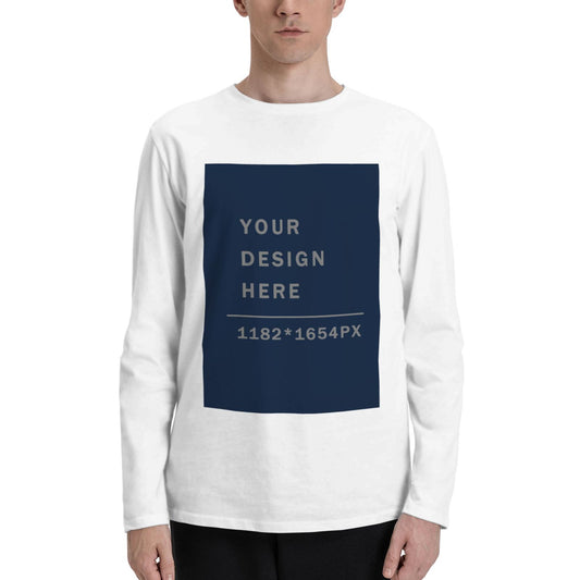 Custom  Men's Cotton Crew Neck Long-Sleeved T-Shirt (DTG)