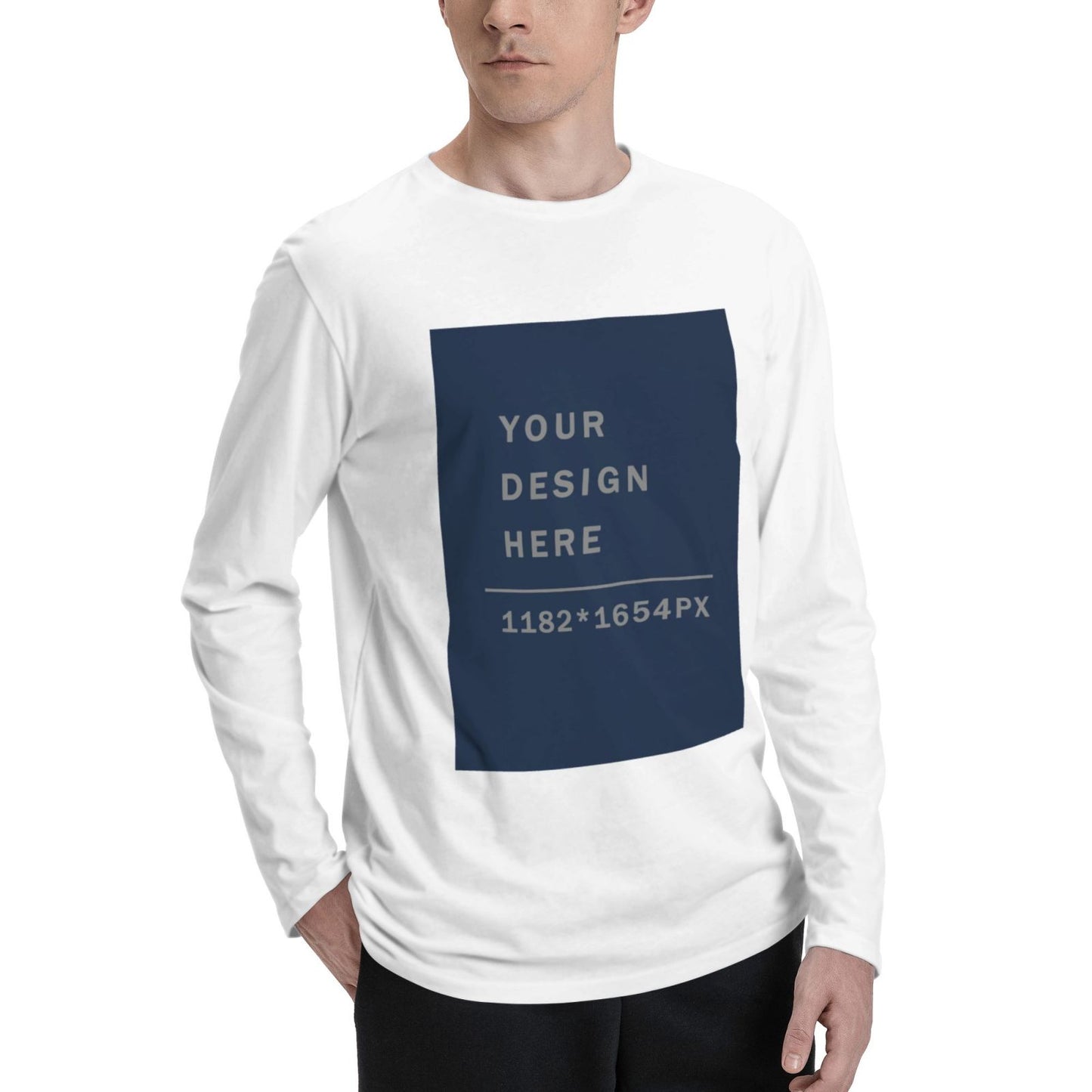 Custom  Men's Cotton Crew Neck Long-Sleeved T-Shirt (DTG)