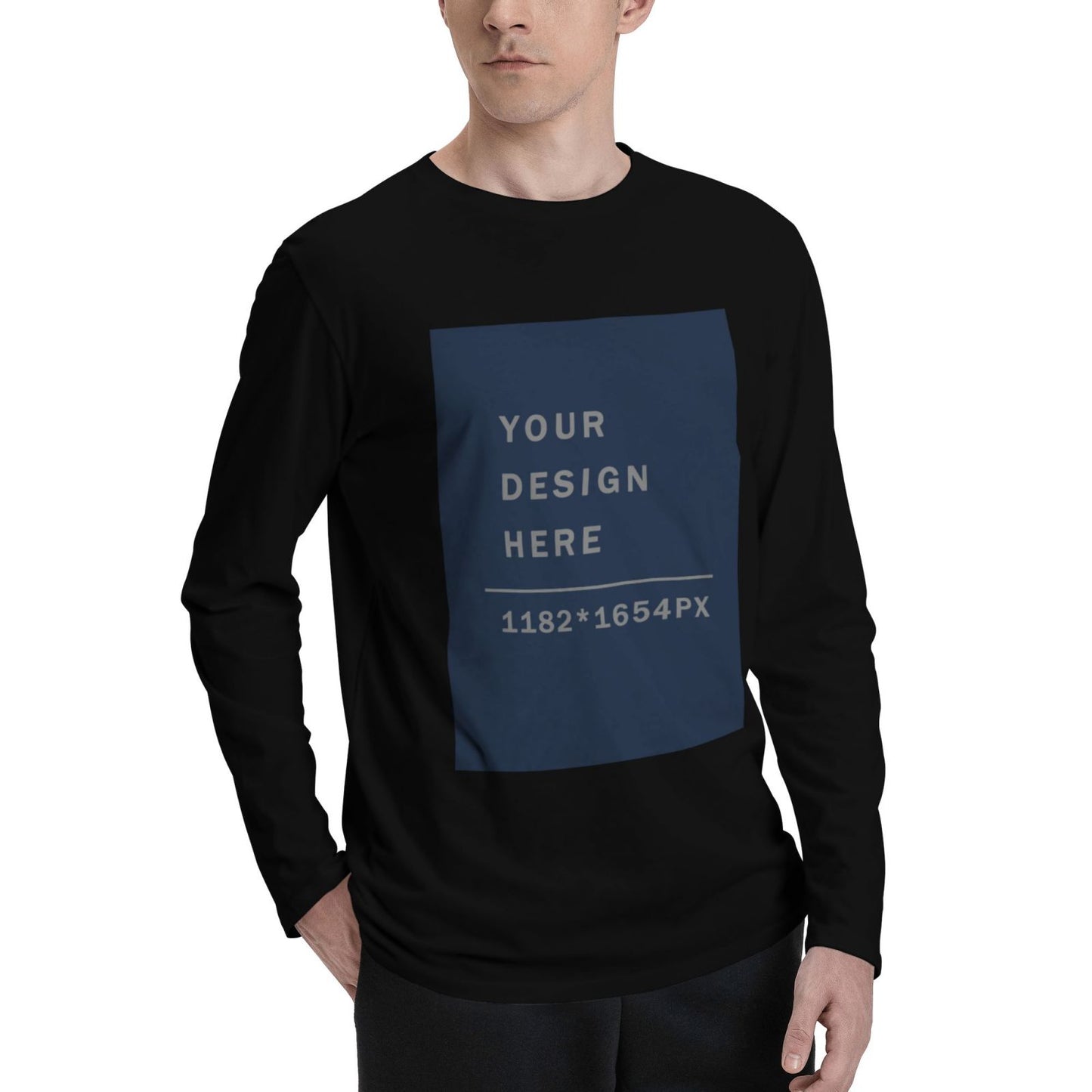 Custom  Men's Cotton Crew Neck Long-Sleeved T-Shirt (DTG)