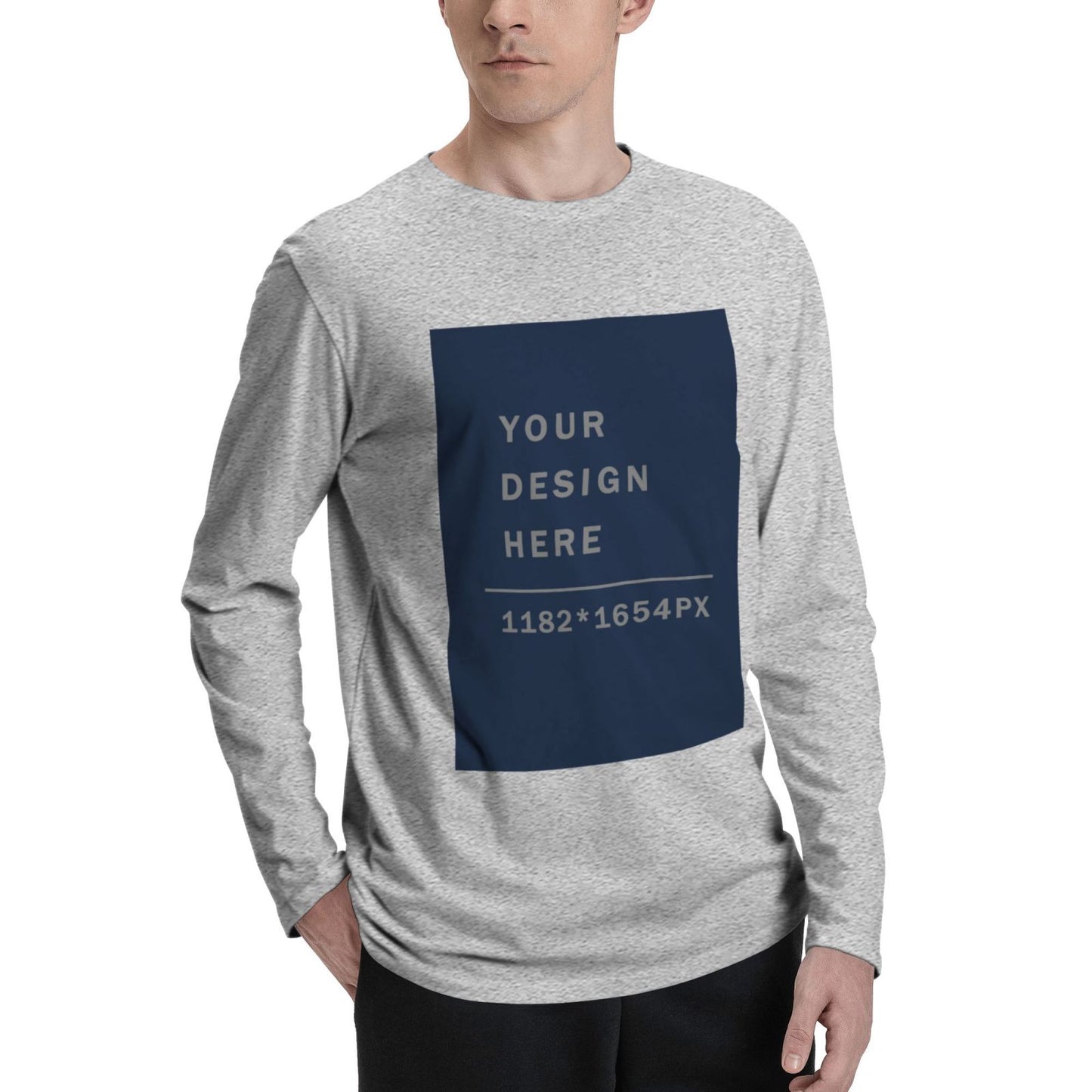 Custom  Men's Cotton Crew Neck Long-Sleeved T-Shirt (DTG)