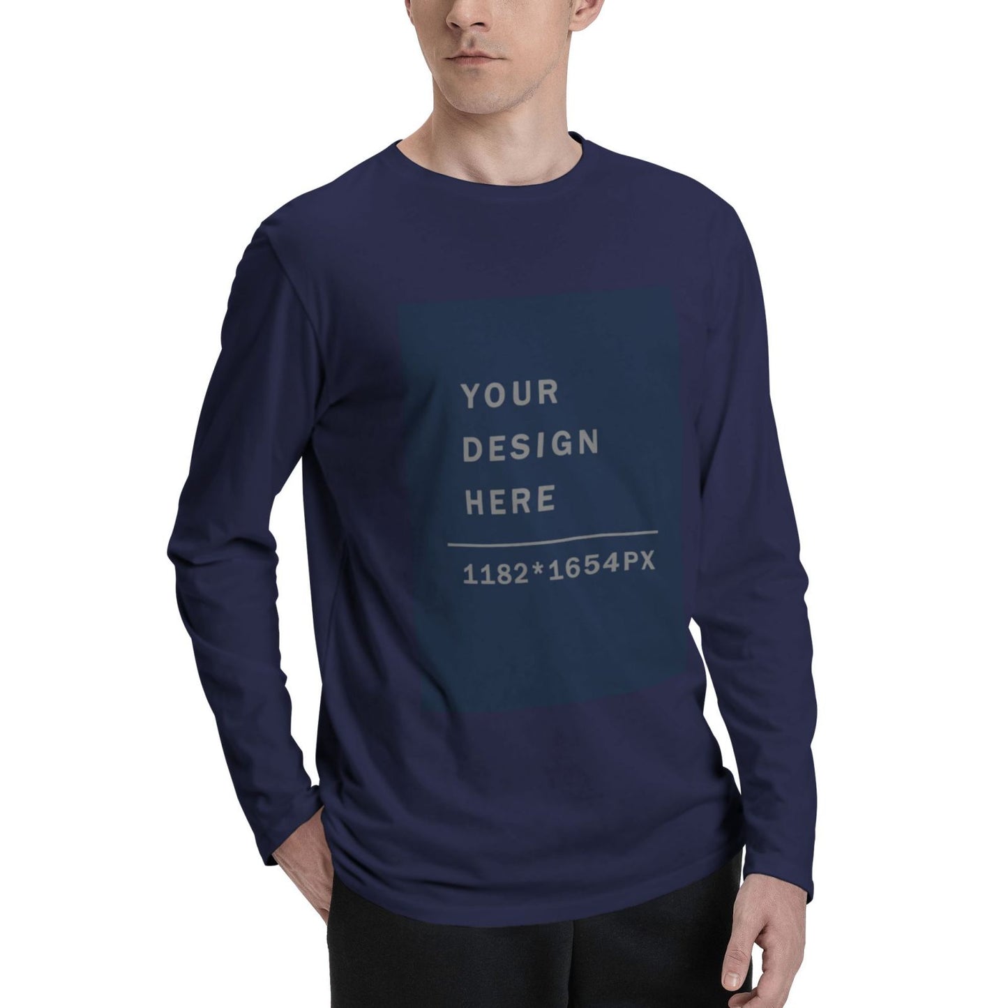 Custom  Men's Cotton Crew Neck Long-Sleeved T-Shirt (DTG)