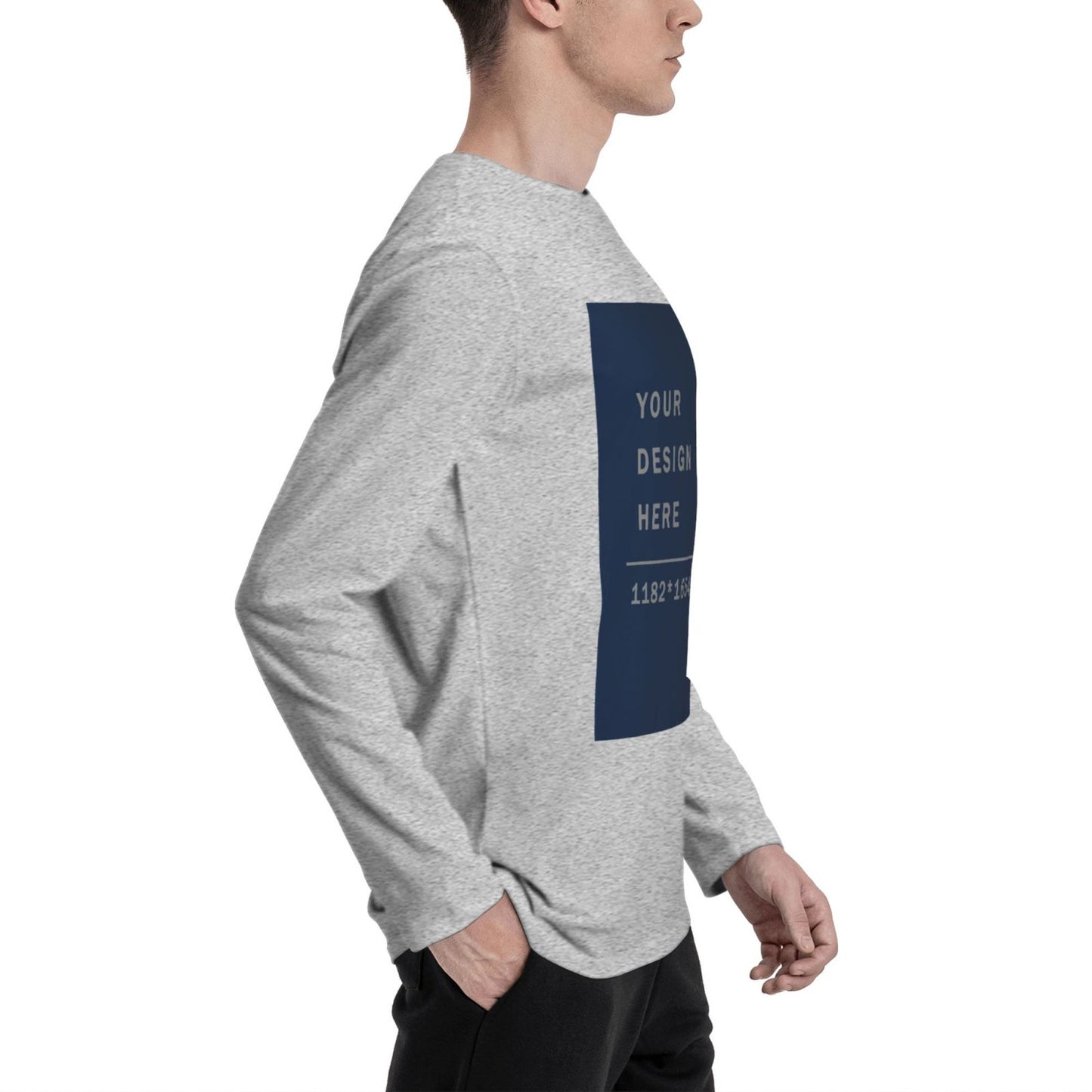 Custom  Men's Cotton Crew Neck Long-Sleeved T-Shirt (DTG)