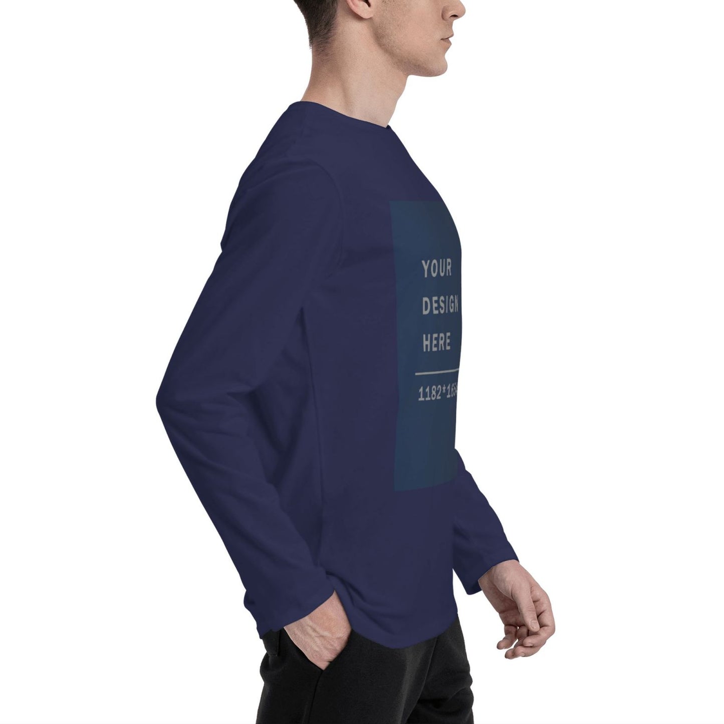 Custom  Men's Cotton Crew Neck Long-Sleeved T-Shirt (DTG)