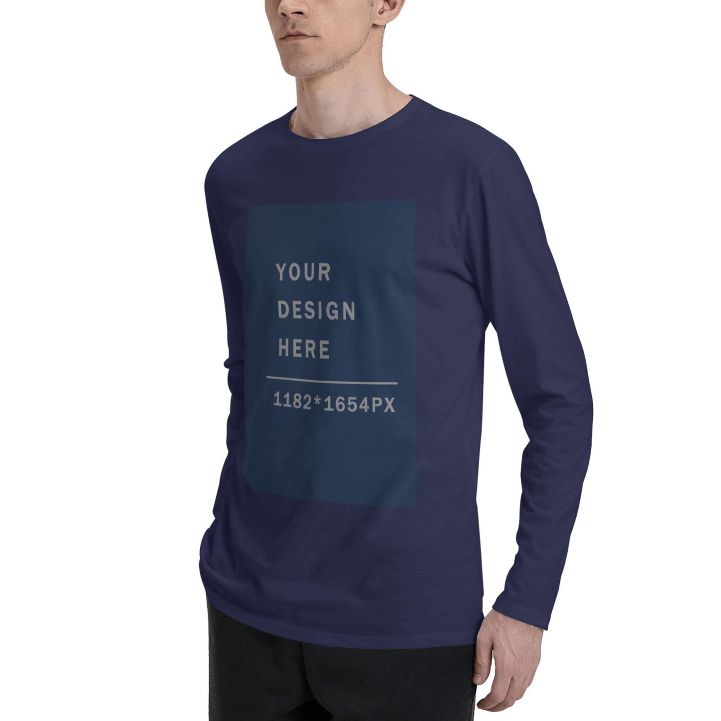 Custom  Men's Cotton Crew Neck Long-Sleeved T-Shirt (DTG)