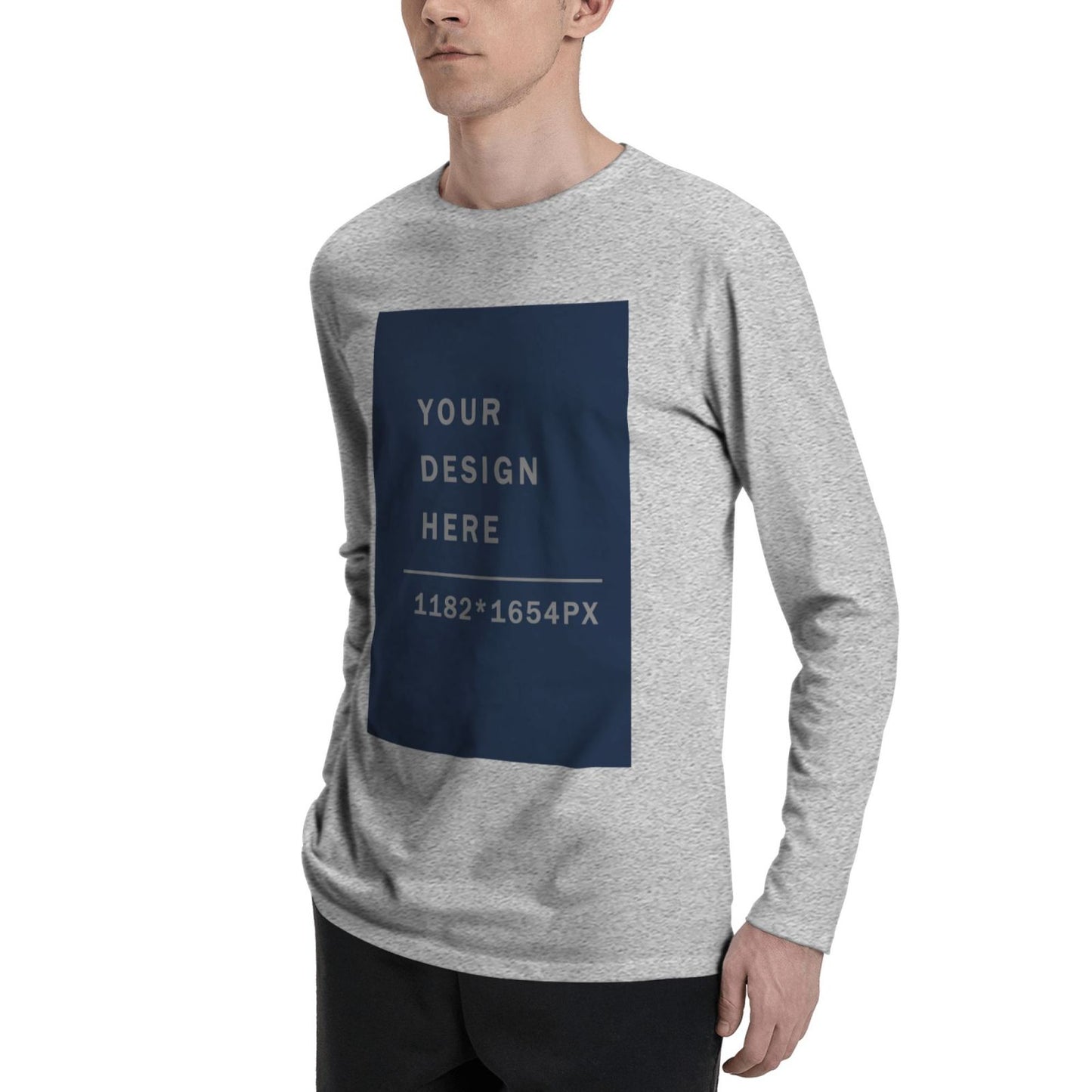 Custom  Men's Cotton Crew Neck Long-Sleeved T-Shirt (DTG)