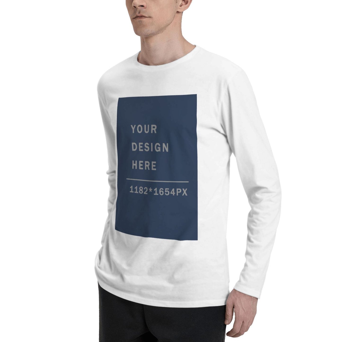 Custom  Men's Cotton Crew Neck Long-Sleeved T-Shirt (DTG)