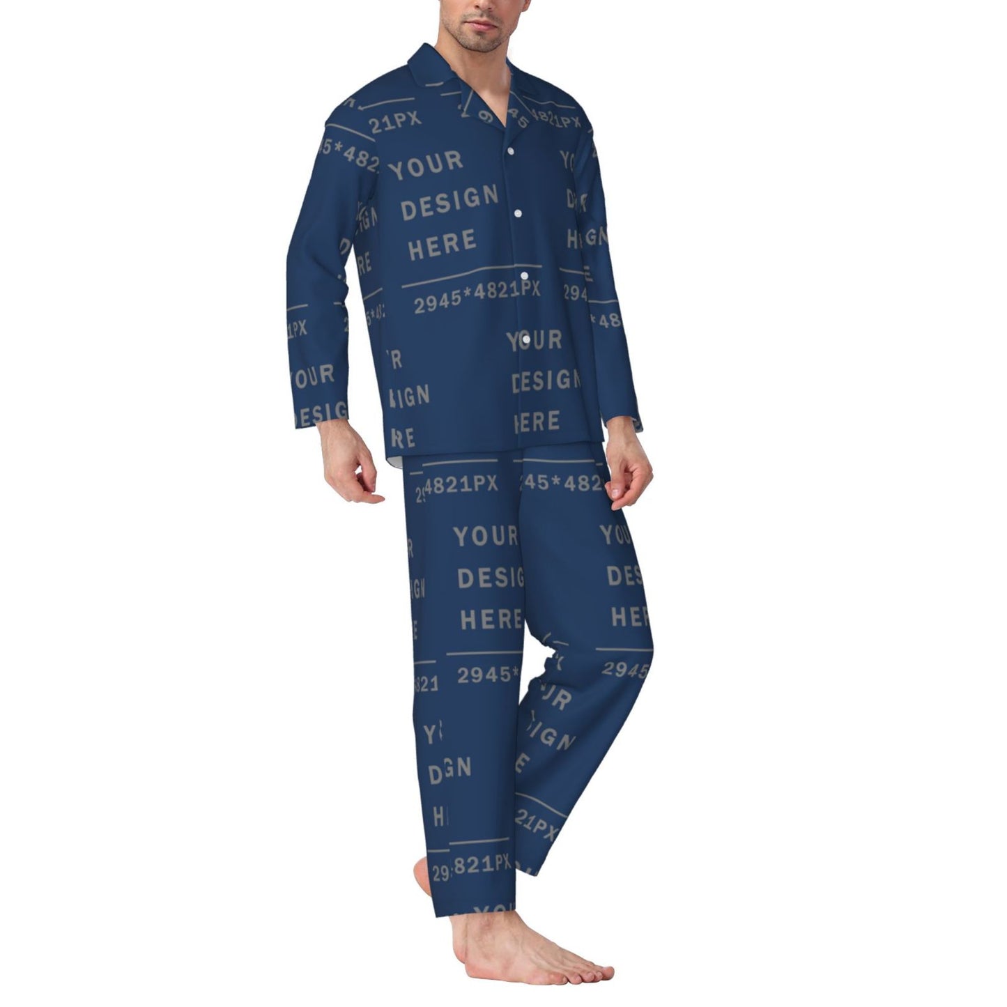 Custom  Men's Long-Sleeved Pajama Set (full printed)