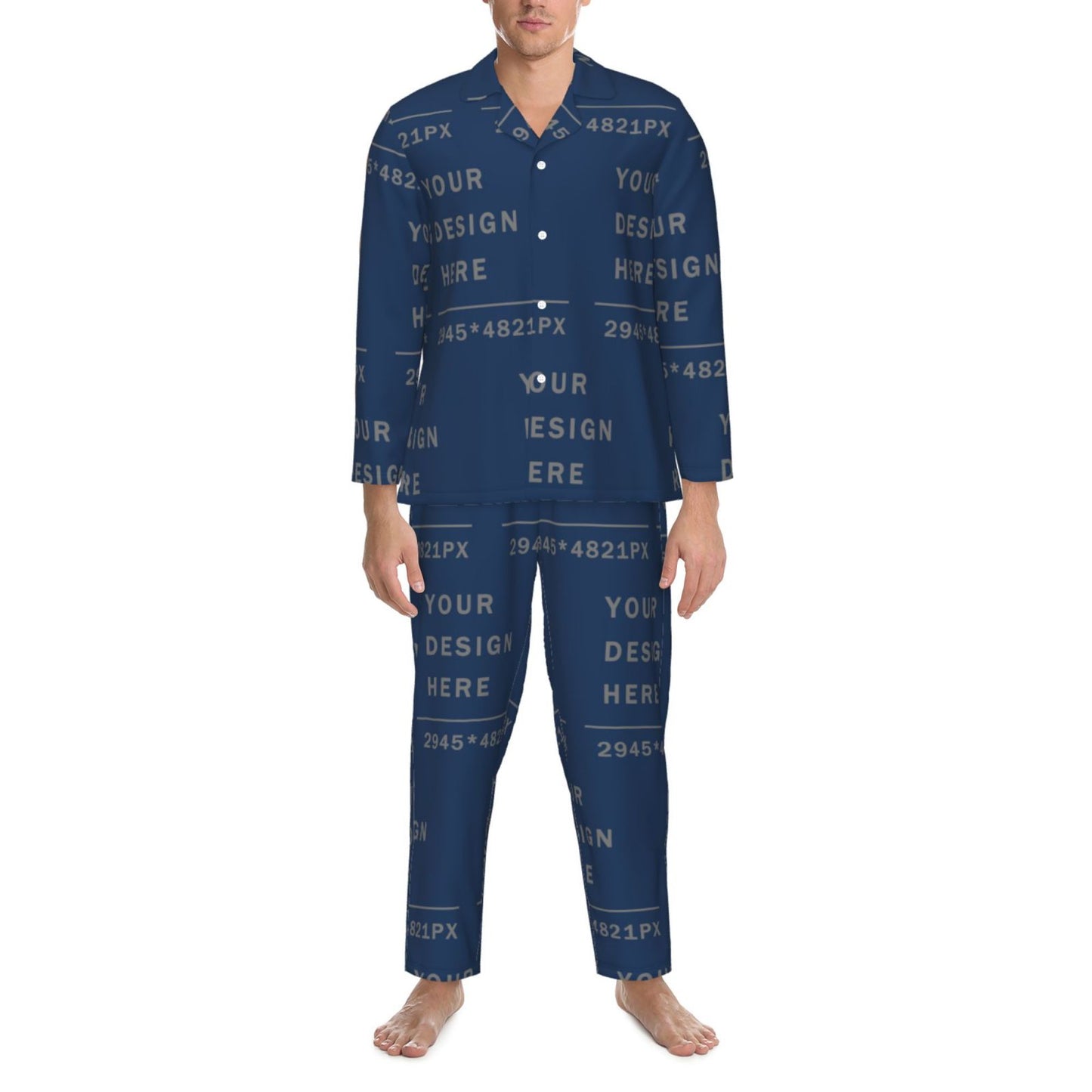 Custom  Men's Long-Sleeved Pajama Set (full printed)