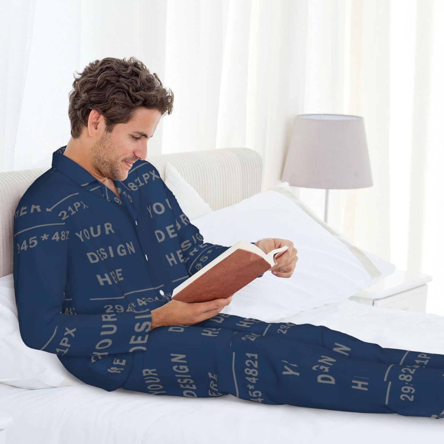 Custom  Men's Long-Sleeved Pajama Set (full printed)