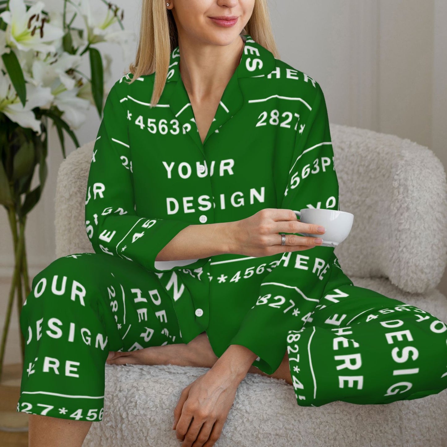 Custom  Women's Long-Sleeved Pajama Set